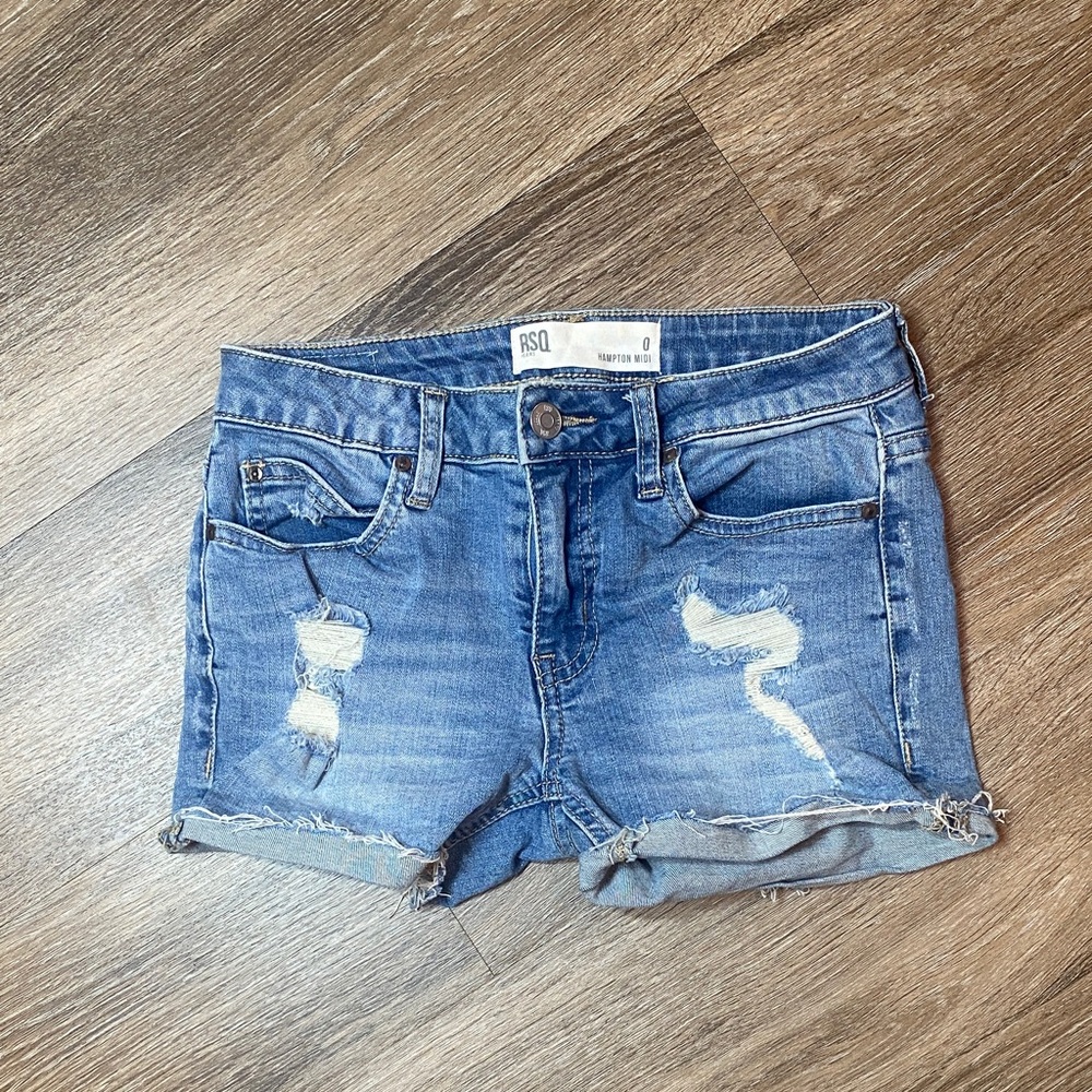 RSQ Distressed Blue Jean Shorts